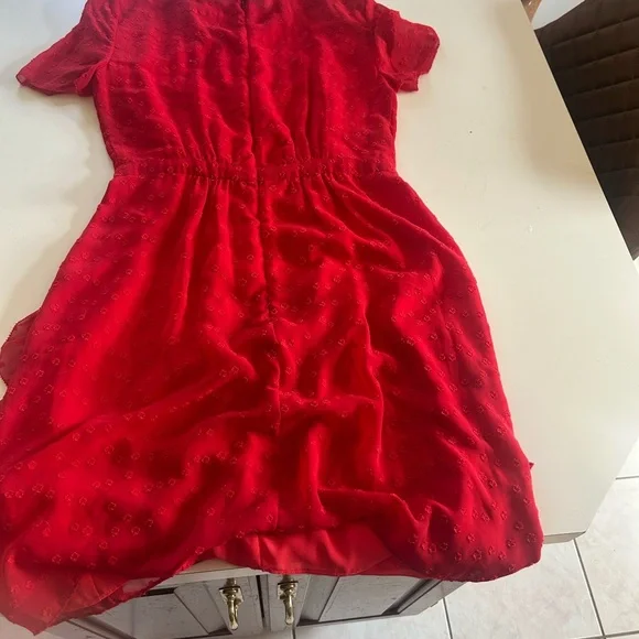 Monique Lhuillier Red High Neck Mini Dress - Picture 4 of 12